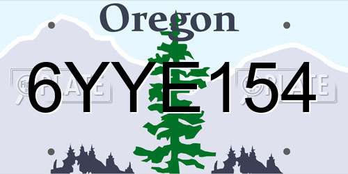 6YYE154 Oregon License Plate