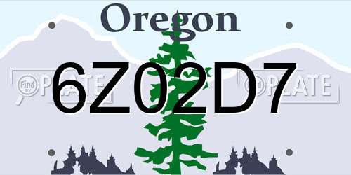 6Z02D7 Oregon License Plate