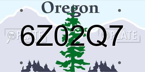 6Z02Q7 Oregon License Plate