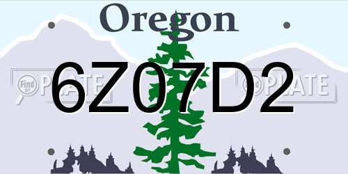 6Z07D2 Oregon License Plate