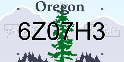 6Z07H3 Oregon License Plate