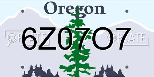 6Z07O7 Oregon License Plate