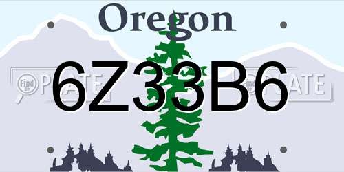 6Z33B6 Oregon License Plate