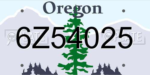 6Z54025 Oregon License Plate