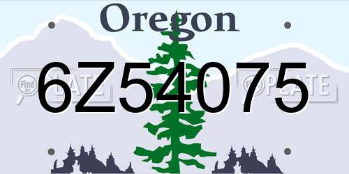 6Z54075 Oregon License Plate