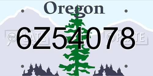 6Z54078 Oregon License Plate