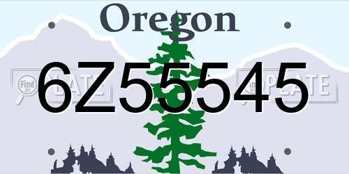 6Z55545 Oregon License Plate