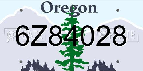 6Z84028 Oregon License Plate