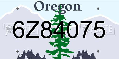 6Z84075 Oregon License Plate