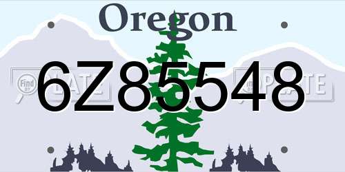 6Z85548 Oregon License Plate