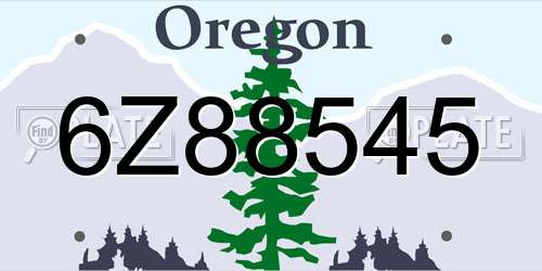 6Z88545 Oregon License Plate