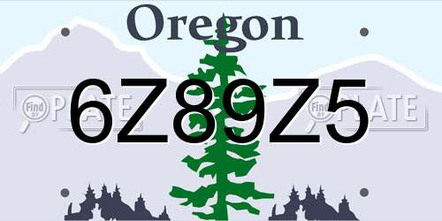 6Z89Z5 Oregon License Plate