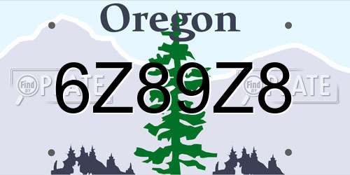 6Z89Z8 Oregon License Plate