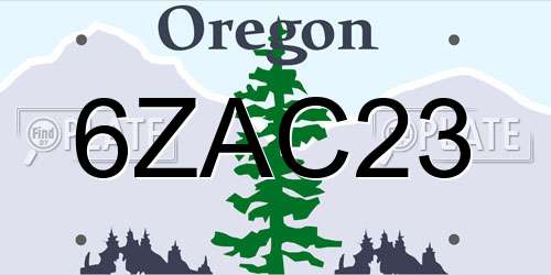 6ZAC23 Oregon License Plate