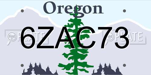 6ZAC73 Oregon License Plate