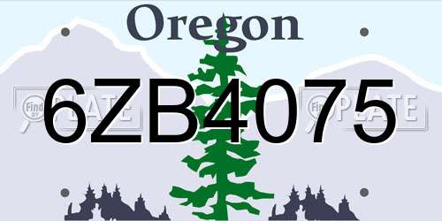 6ZB4075 Oregon License Plate