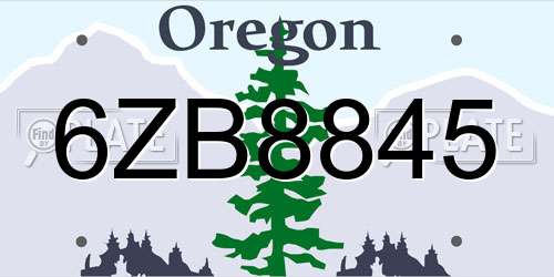 6ZB8845 Oregon License Plate