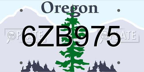 6ZB975 Oregon License Plate