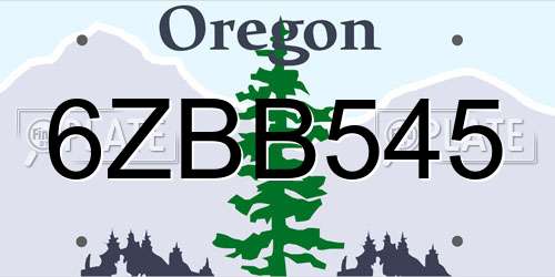 6ZBB545 Oregon License Plate