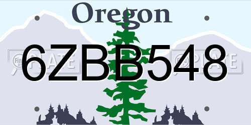 6ZBB548 Oregon License Plate