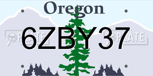 6ZBY37 Oregon License Plate
