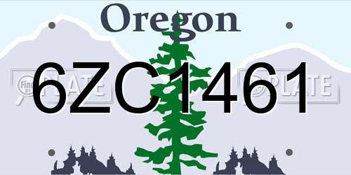 6ZC1461 Oregon License Plate