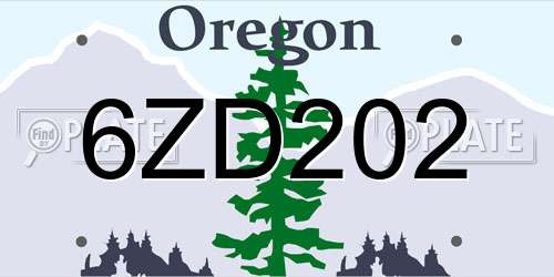 6ZD202 Oregon License Plate
