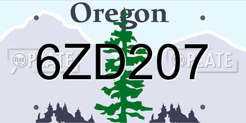 6ZD207 Oregon License Plate