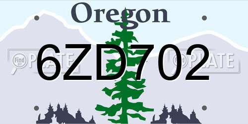 6ZD702 Oregon License Plate