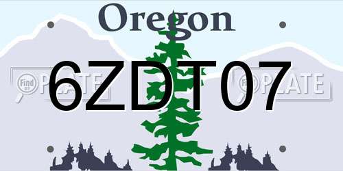 6ZDT07 Oregon License Plate