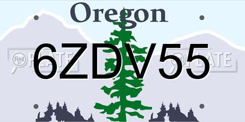 6ZDV55 Oregon License Plate