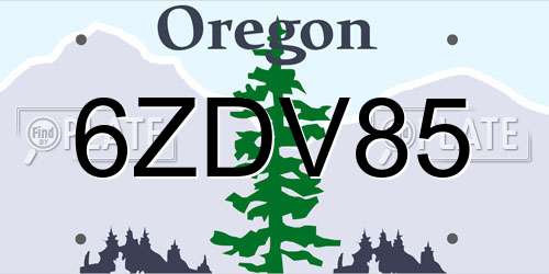 6ZDV85 Oregon License Plate