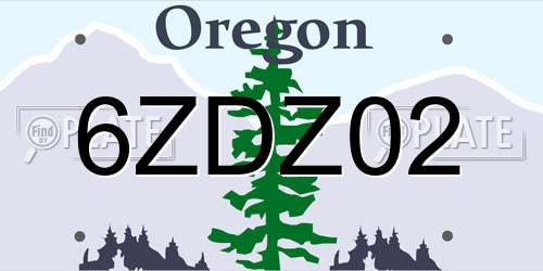 6ZDZ02 Oregon License Plate