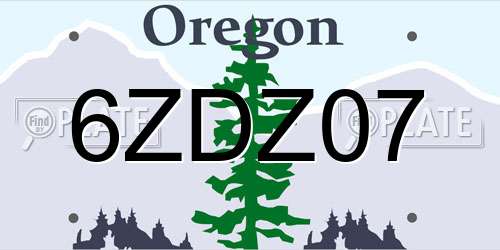 6ZDZ07 Oregon License Plate