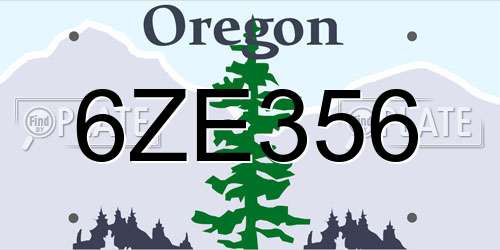 6ZE356 Oregon License Plate