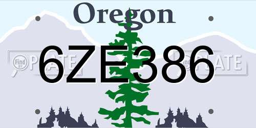 6ZE386 Oregon License Plate