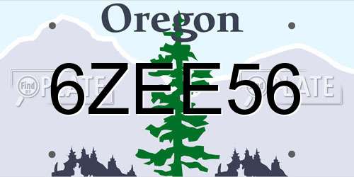 6ZEE56 Oregon License Plate