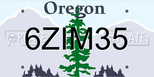 6ZIM35 Oregon License Plate