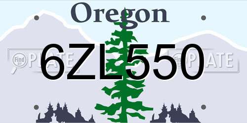 6ZL550 Oregon License Plate