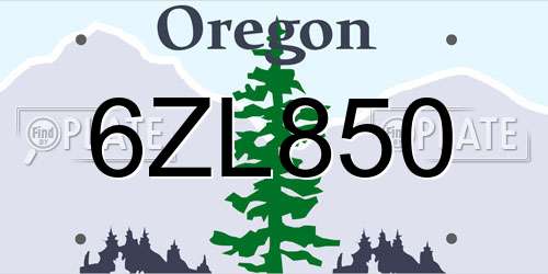 6ZL850 Oregon License Plate