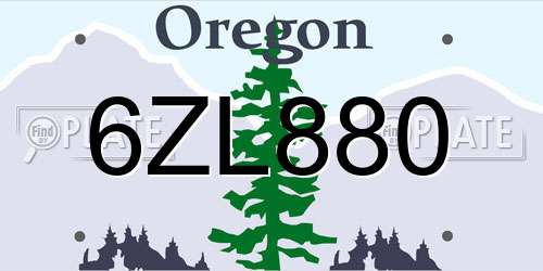 6ZL880 Oregon License Plate
