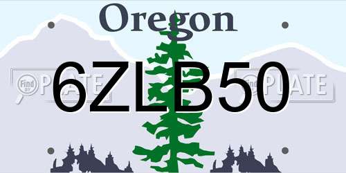 6ZLB50 Oregon License Plate