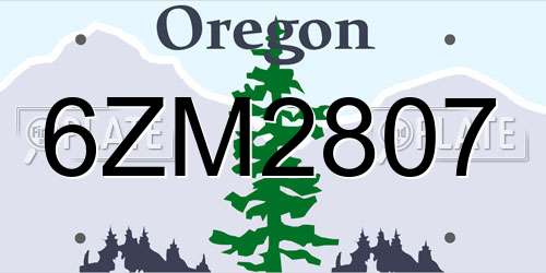 6ZM2807 Oregon License Plate