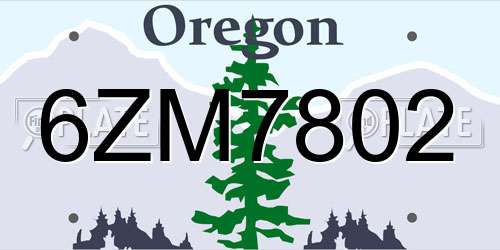 6ZM7802 Oregon License Plate
