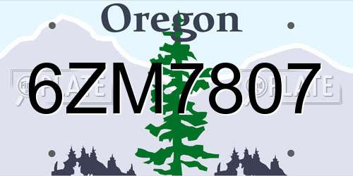 6ZM7807 Oregon License Plate