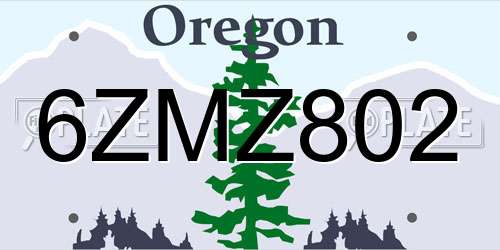 6ZMZ802 Oregon License Plate