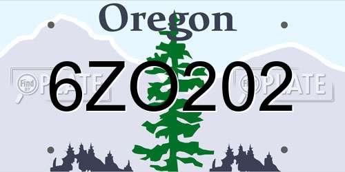 6ZO202 Oregon License Plate