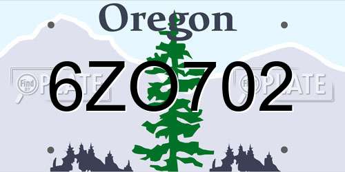 6ZO702 Oregon License Plate