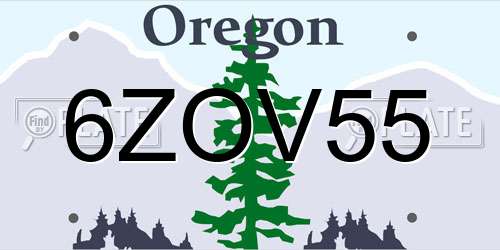 6ZOV55 Oregon License Plate