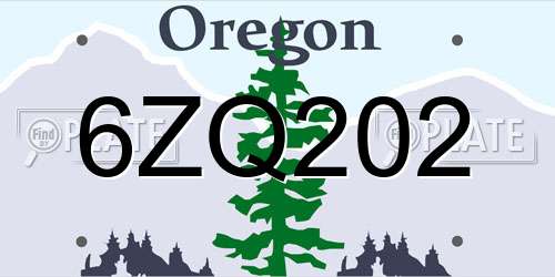6ZQ202 Oregon License Plate